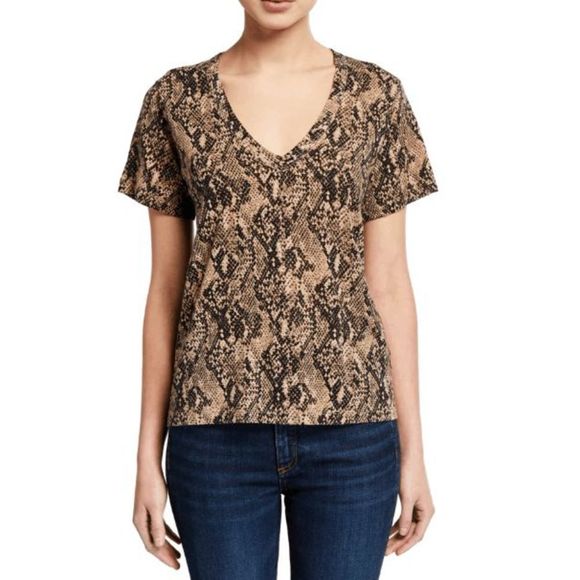 Veronica Beard Jeans Casey Snake-Print V-Neck Tee Shirt, Size 3XL, MSRP $118 - Picture 1 of 9